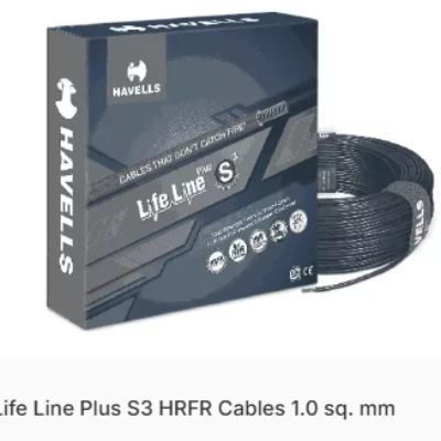 Havells Life Line Plus S3 HRFR Cables in SIZE 1 SQ MM and COLOR Black