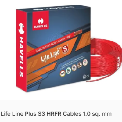 Havells Life Line Plus S3 HRFR Cables in SIZE 1 SQ MM and COLOR Red