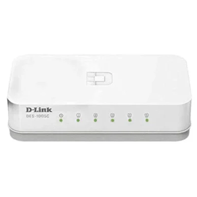 D-Link DES-1005C 5-Port 10/100 Mbps Unmanaged Switch, white