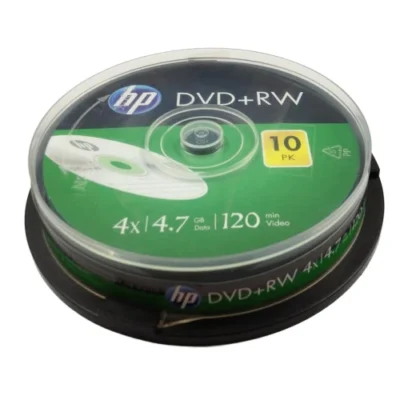 HP DVD+RW 4.7GB Premium Rewritable Blank Digital Versatile Disc Cake Box 4X Speed (Pack of 10 Cake Box)
