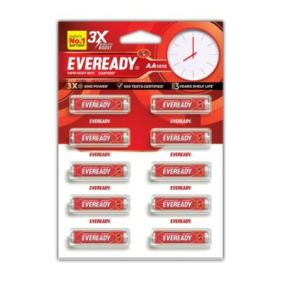 Eveready Carbon Zinc AA Batteries | Pack of 10 | 1.5 Volt | Highly Durable & Leak Proof | AA Battery for Household and Office Devices